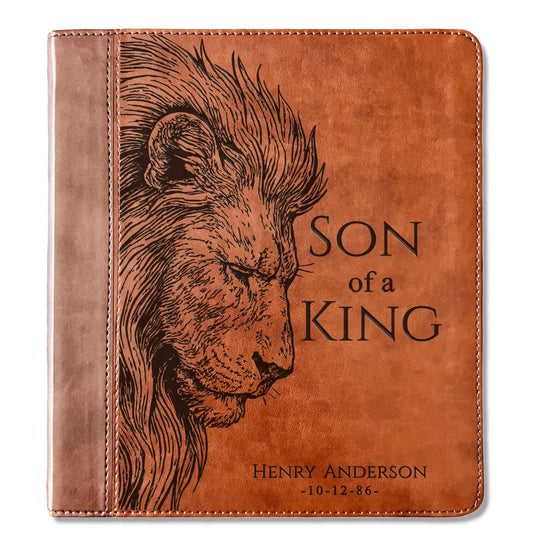 Personalized ESV Journaling Study Bible, Son of a King Lion Design, Custom Engraved Name, Christian Gift, Baptism Gift, Bible Gift for Him - Religious Books - Aylev