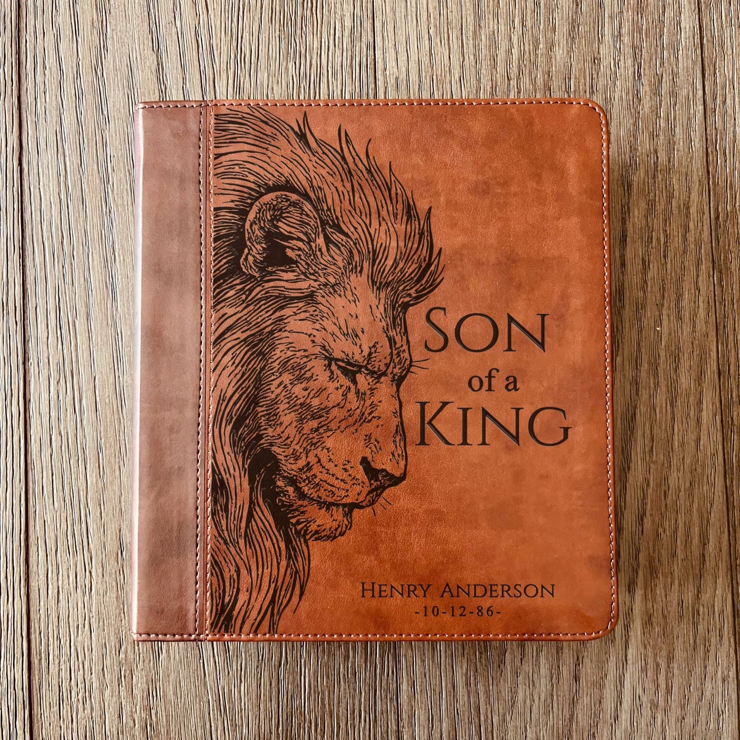 Personalized ESV Journaling Study Bible, Son of a King Lion Design, Custom Engraved Name, Christian Gift, Baptism Gift, Bible Gift for Him - Religious Books - Aylev
