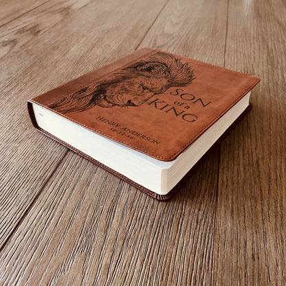 Personalized ESV Journaling Study Bible, Son of a King Lion Design, Custom Engraved Name, Christian Gift, Baptism Gift, Bible Gift for Him - Religious Books - Aylev