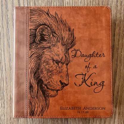 Personalized ESV Journaling Study Bible, Daughter of a King Lion Design, Custom Engraved Name, Christian Gift, Baptism Gift, Bible Gift Her - Religious Books - Aylev