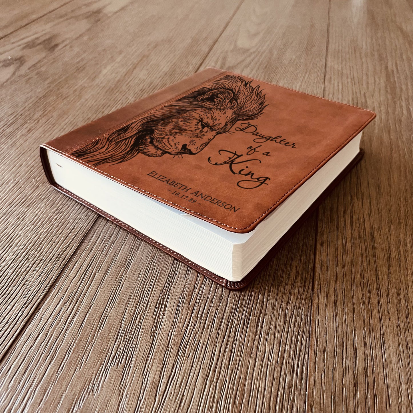 Personalized ESV Journaling Study Bible, Daughter of a King Lion Design, Custom Engraved Name, Christian Gift, Baptism Gift, Bible Gift Her