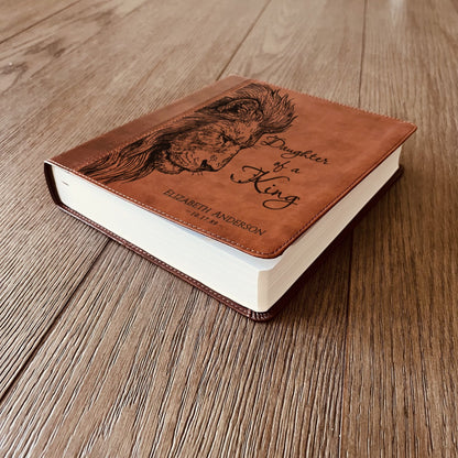 Personalized ESV Journaling Study Bible, Daughter of a King Lion Design, Custom Engraved Name, Christian Gift, Baptism Gift, Bible Gift Her - Religious Books - Aylev