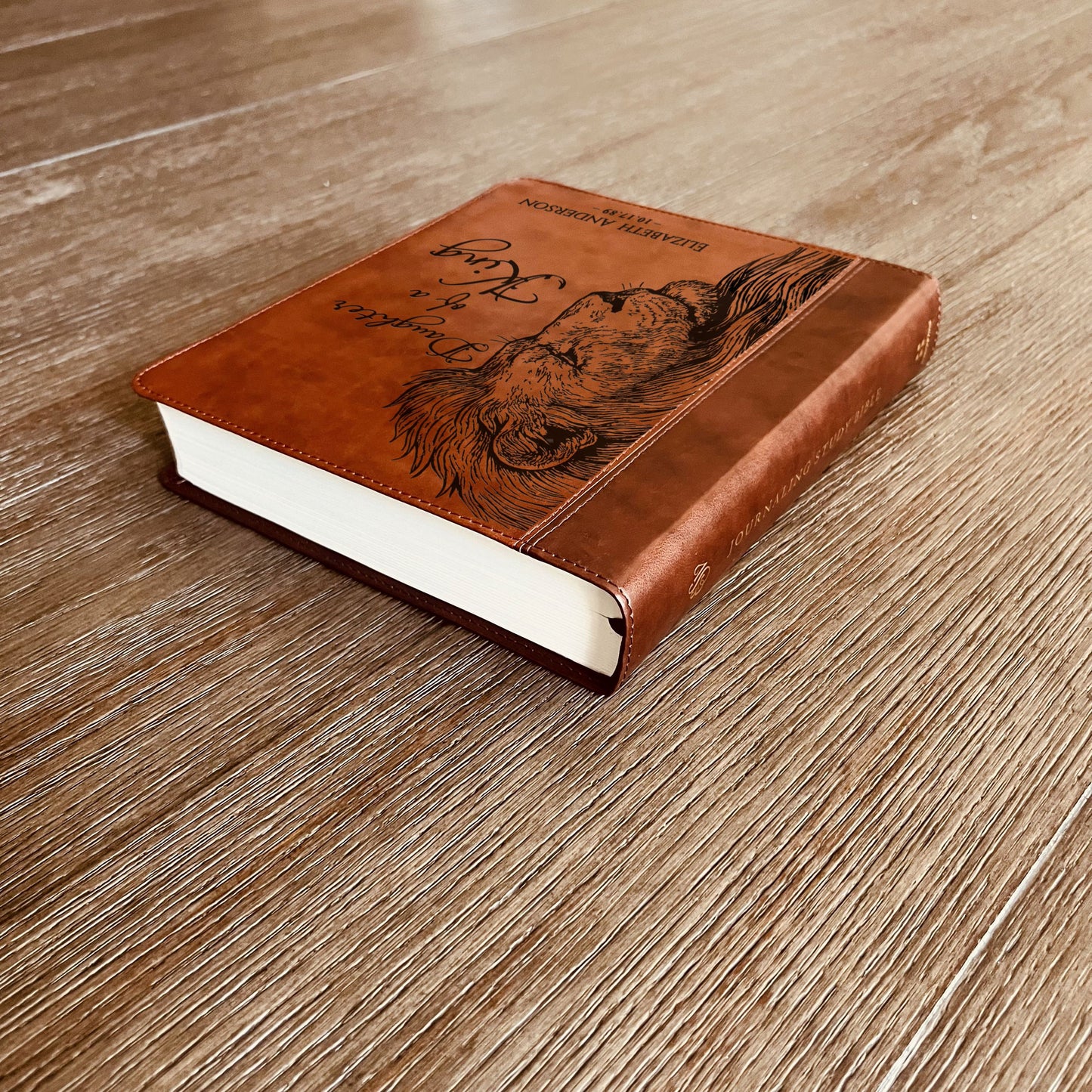 Personalized ESV Journaling Study Bible, Daughter of a King Lion Design, Custom Engraved Name, Christian Gift, Baptism Gift, Bible Gift Her