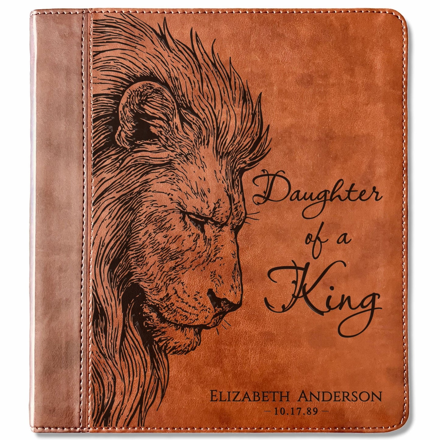 Personalized ESV Journaling Study Bible, Daughter of a King Lion Design, Custom Engraved Name, Christian Gift, Baptism Gift, Bible Gift Her