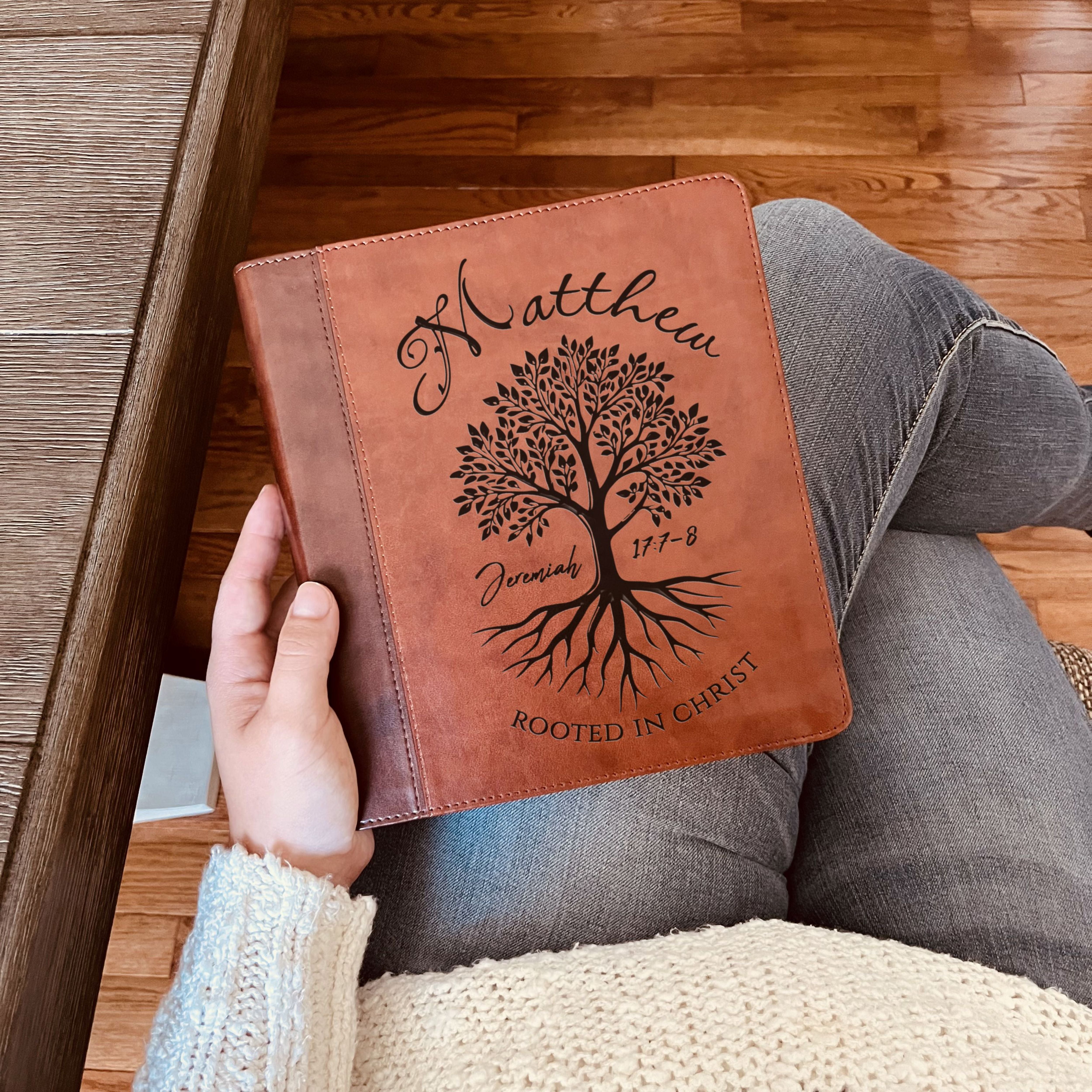 Personalized ESV Journaling Study Bible, Engraved Name, Rooted in Christ Tree Design, Christian Gift, Bible Gifts for Her, Gifts for Him