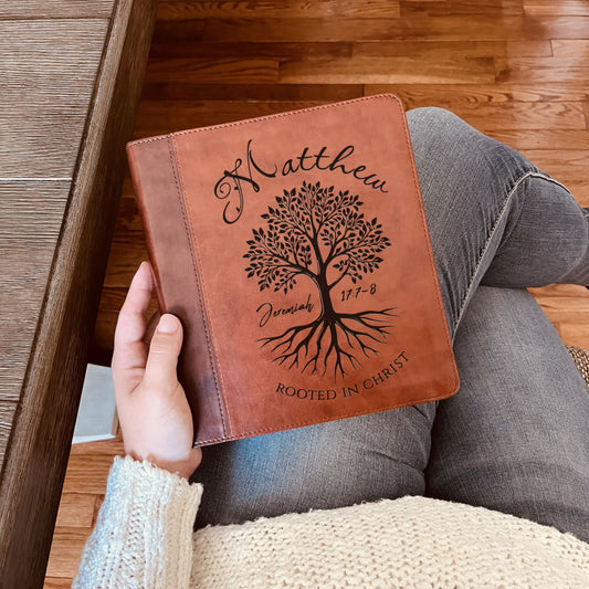 Personalized ESV Journaling Study Bible, Engraved Name, Rooted in Christ Tree Design, Christian Gift, Bible Gifts for Her, Gifts for Him