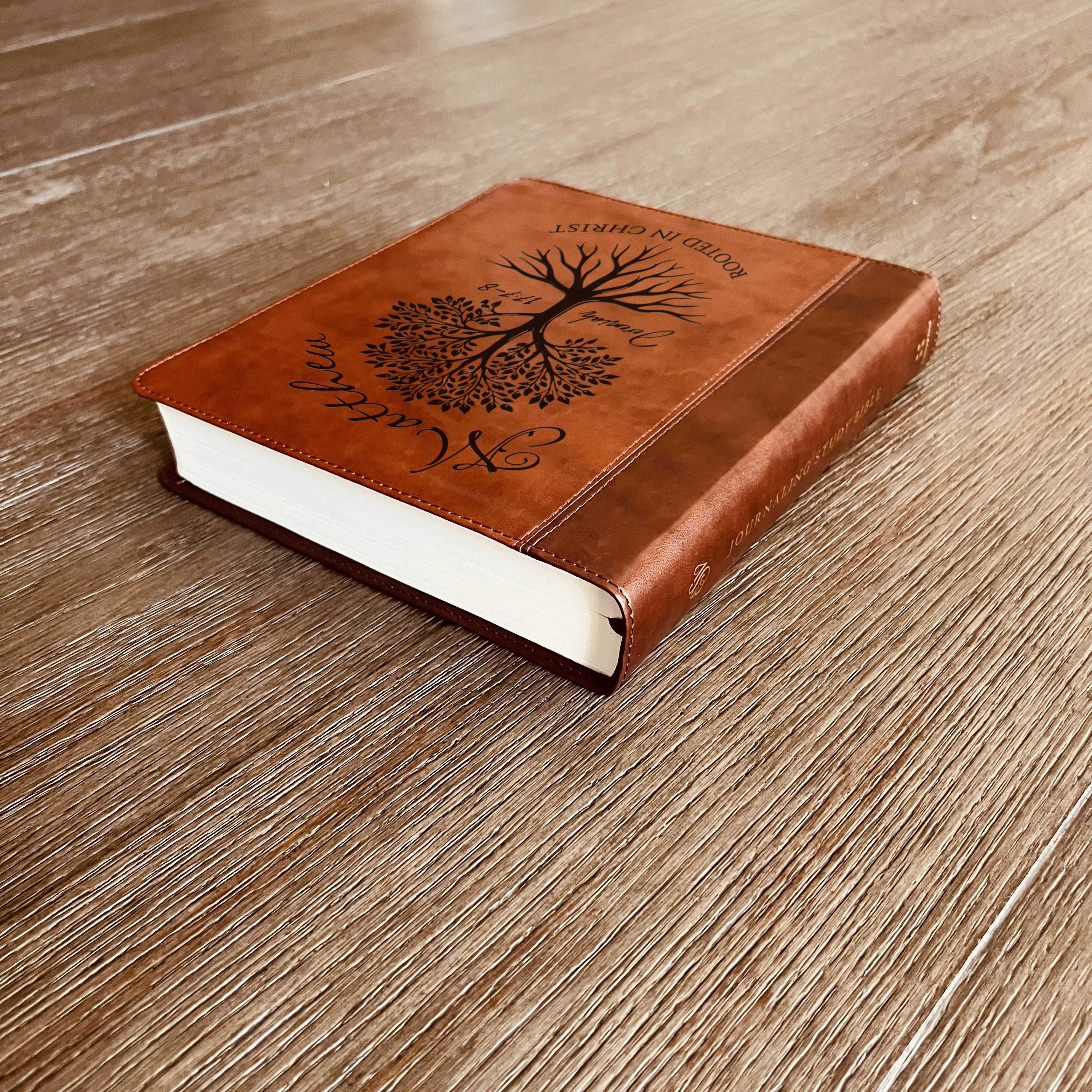 Personalized ESV Journaling Study Bible, Engraved Name, Rooted in Christ Tree Design, Christian Gift, Bible Gifts for Her, Gifts for Him