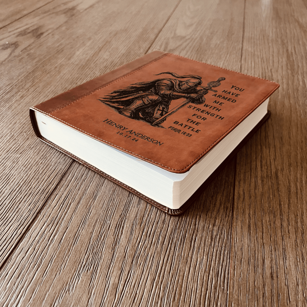 Personalized Bible for Men, ESV Journaling Study Bible, Custom Engraved Name, Knight Warrior Design, Christian Gift, Bible Gifts for Him - Religious Books - Aylev