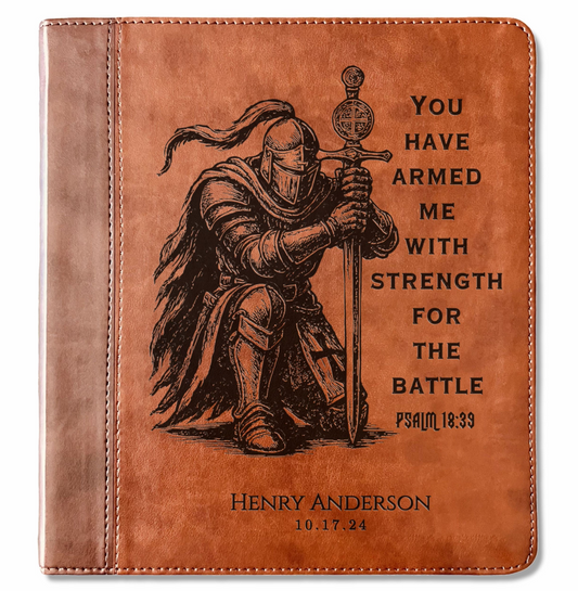 Personalized Bible for Men, ESV Journaling Study Bible, Custom Engraved Name, Knight Warrior Design, Christian Gift, Bible Gifts for Him