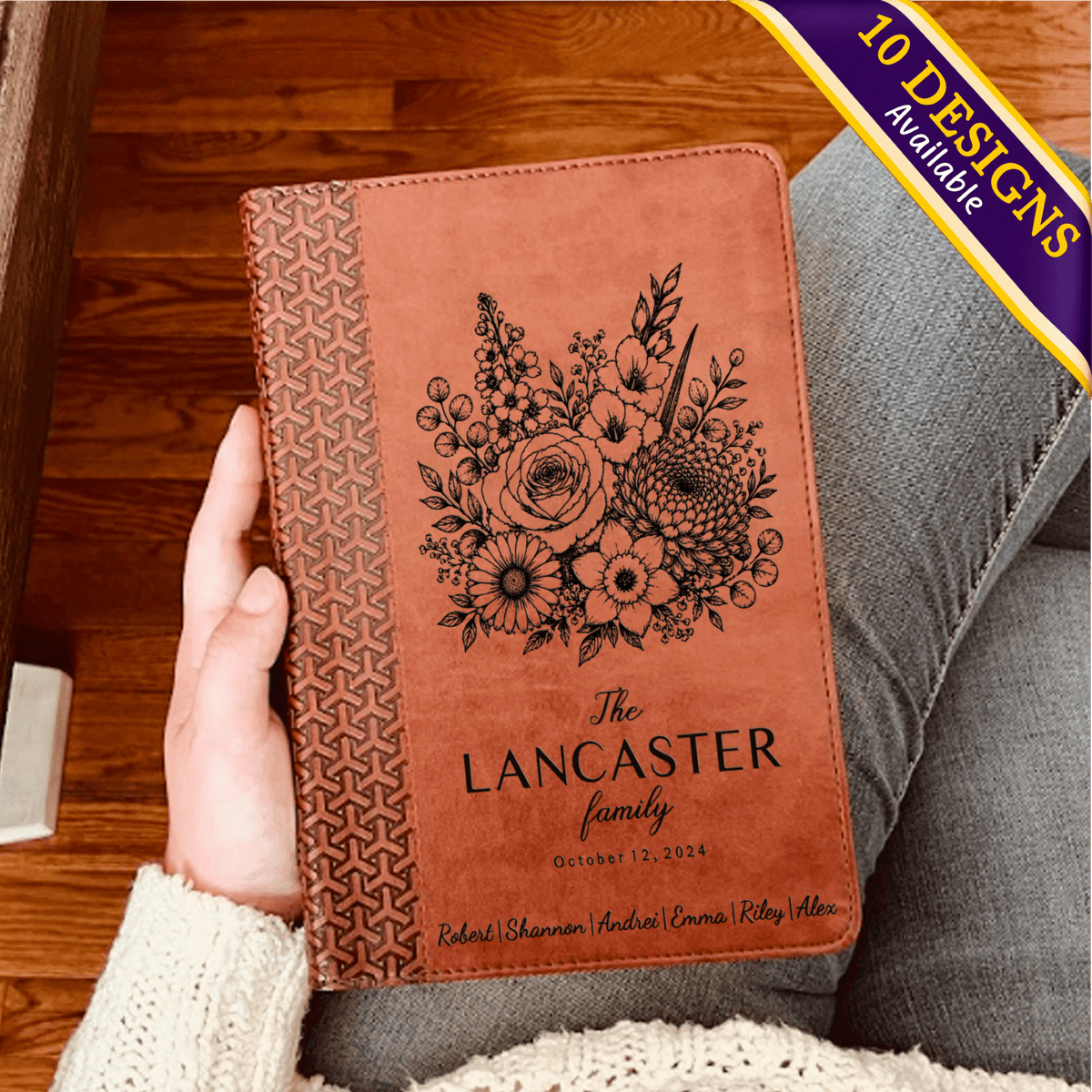Personalized KJV Family Bible, Custom Engraved Name, Birth Month Flower Bouquet, King James Study Bible, Wedding Christian Gift - Religious Books - Aylev