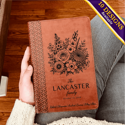 Personalized KJV Family Bible, Custom Engraved Name, Birth Month Flower Bouquet, King James Study Bible, Wedding Christian Gift - Religious Books - Aylev