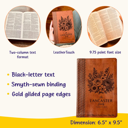 Personalized KJV Family Bible, Custom Engraved Name, Birth Month Flower Bouquet, King James Study Bible, Wedding Christian Gift - Religious Books - Aylev