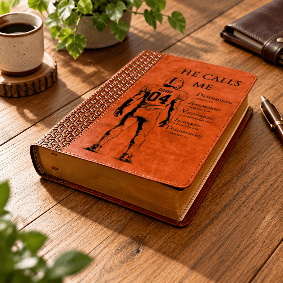 Personalized KJV Study Bible, Custom Engraved Acrostic Name with Verse Reference, Christian Sports Gift for Football Players - Religious Books - Aylev