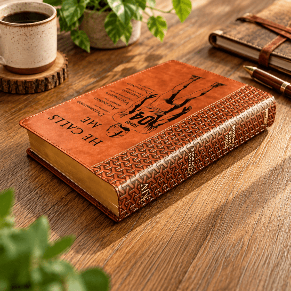 Personalized KJV Study Bible, Custom Engraved Acrostic Name with Verse Reference, Christian Sports Gift for Football Players - Religious Books - Aylev