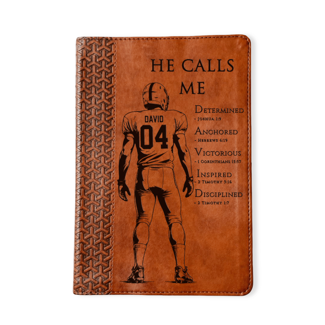 Personalized KJV Study Bible, Custom Engraved Acrostic Name with Verse Reference, Christian Sports Gift for Football Players - Religious Books - Aylev