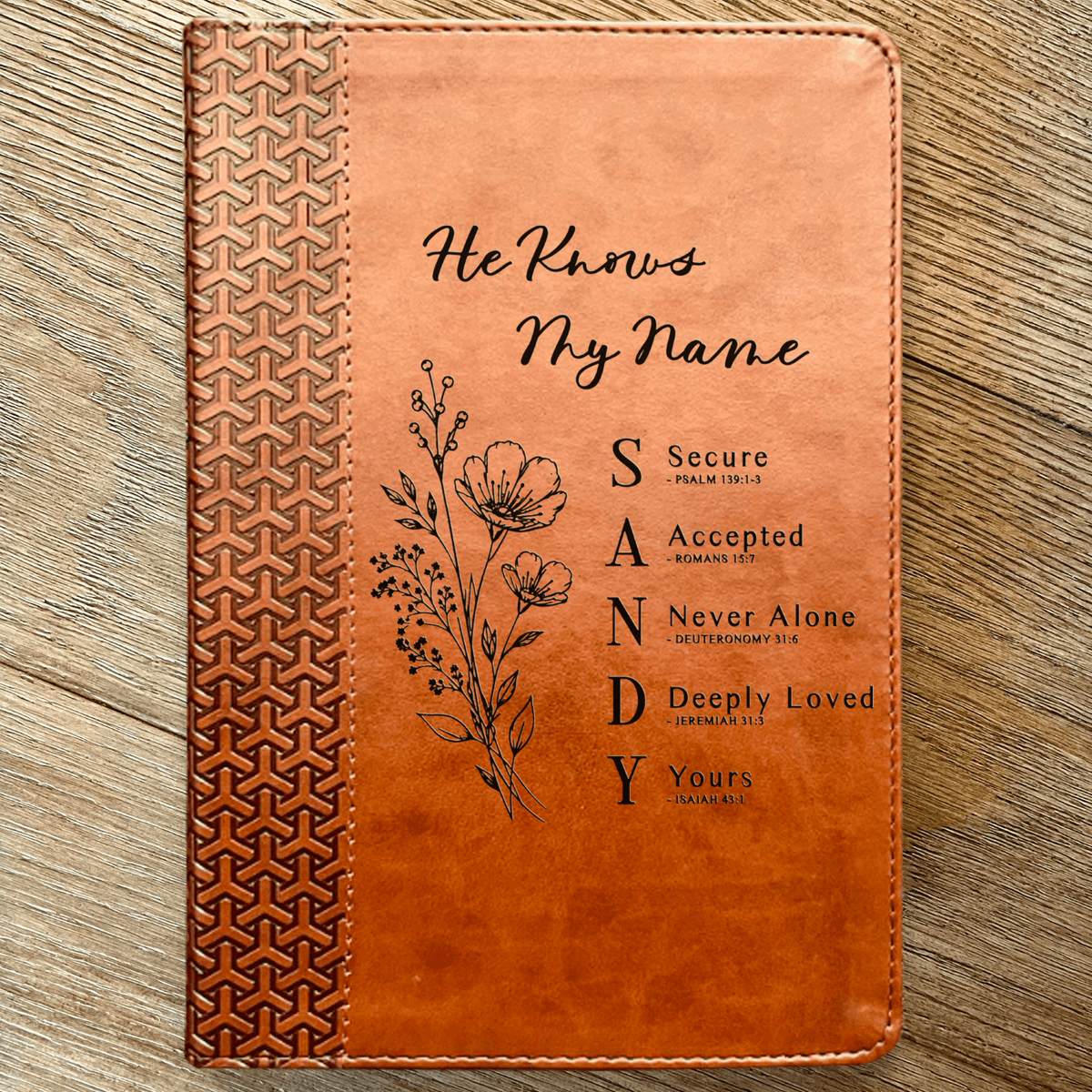 Personalized KJV Study Bible, Custom Engraved Acrostic Name with Verse Reference, Floral Design, Christian Bible Gift for Her - Religious Books - Aylev