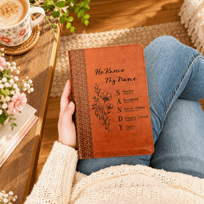 Personalized KJV Study Bible, Custom Engraved Acrostic Name with Verse Reference, Floral Design, Christian Bible Gift for Her - Religious Books - Aylev