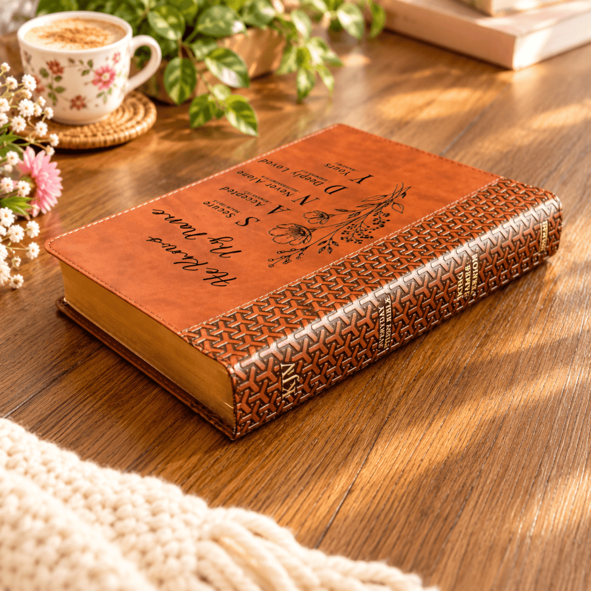 Personalized KJV Study Bible, Custom Engraved Acrostic Name with Verse Reference, Floral Design, Christian Bible Gift for Her - Religious Books - Aylev