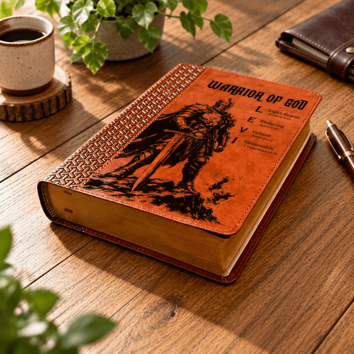 Personalized KJV Study Bible, Custom Engraved Acrostic Name with Verse Reference, Warrior of God Design, Christian Gift for Him - Religious Books - Aylev