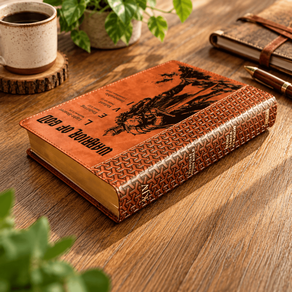Personalized KJV Study Bible, Custom Engraved Acrostic Name with Verse Reference, Warrior of God Design, Christian Gift for Him - Religious Books - Aylev