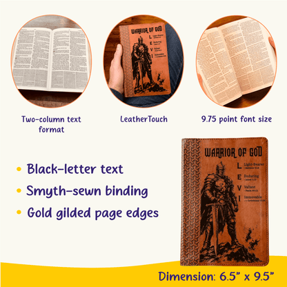 Personalized KJV Study Bible, Custom Engraved Acrostic Name with Verse Reference, Warrior of God Design, Christian Gift for Him - Religious Books - Aylev
