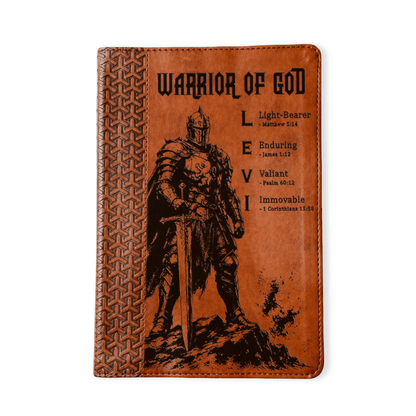 Personalized KJV Study Bible, Custom Engraved Acrostic Name with Verse Reference, Warrior of God Design, Christian Gift for Him - Religious Books - Aylev