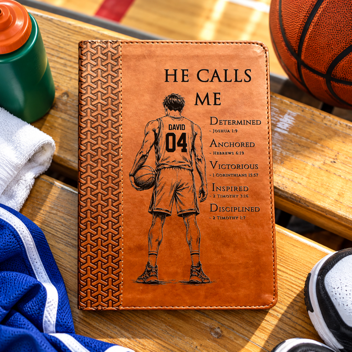 Personalized KJV Study Bible, Custom Engraved Acrostic Name with Verse Reference, Christian Sports Gift for Basketball Players - Religious Books - Aylev