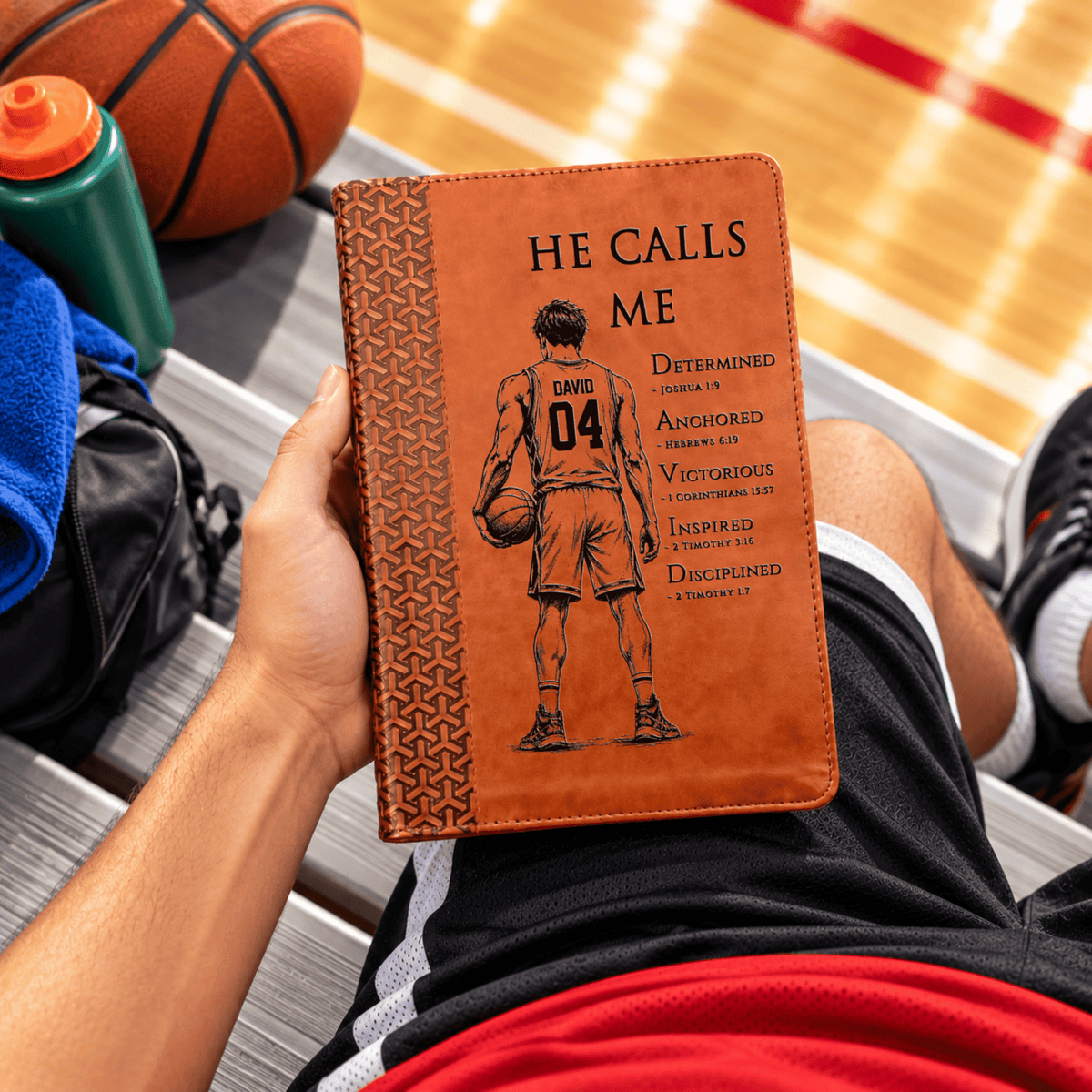 Personalized KJV Study Bible, Custom Engraved Acrostic Name with Verse Reference, Christian Sports Gift for Basketball Players - Religious Books - Aylev