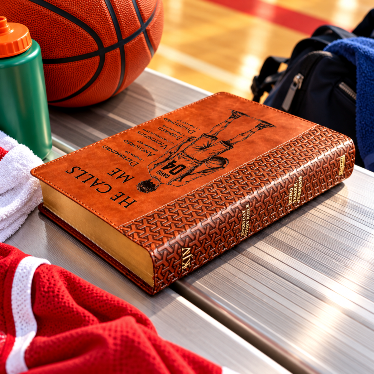 Personalized KJV Study Bible, Custom Engraved Acrostic Name with Verse Reference, Christian Sports Gift for Basketball Players - Religious Books - Aylev