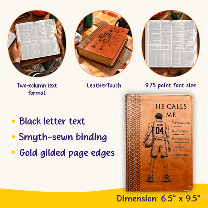 Personalized KJV Study Bible, Custom Engraved Acrostic Name with Verse Reference, Christian Sports Gift for Basketball Players - Religious Books - Aylev