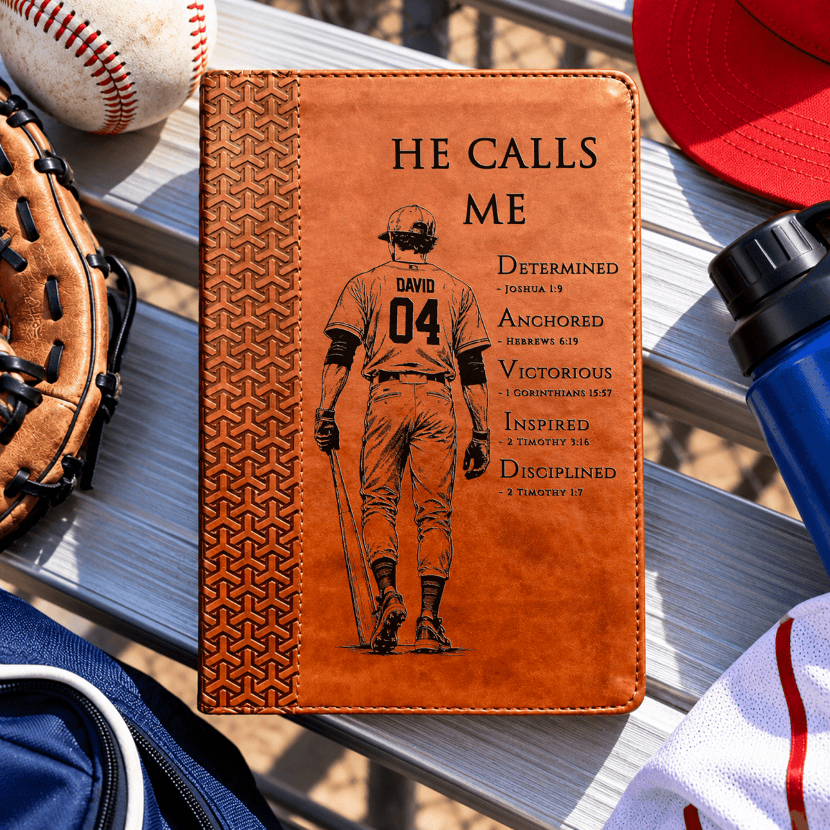 Personalized KJV Study Bible, Custom Engraved Acrostic Name with Verse Reference, Christian Sports Gift for Baseball Players - Religious Books - Aylev