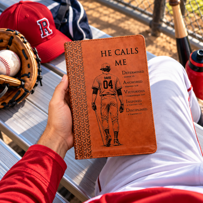 Personalized KJV Study Bible, Custom Engraved Acrostic Name with Verse Reference, Christian Sports Gift for Baseball Players - Religious Books - Aylev