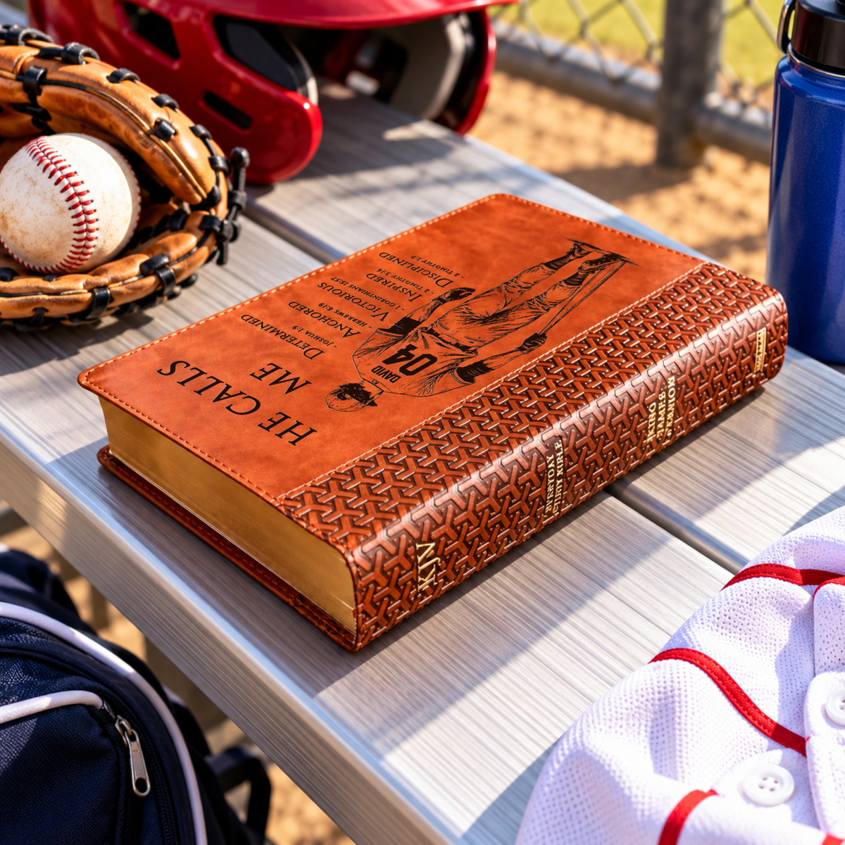 Personalized KJV Study Bible, Custom Engraved Acrostic Name with Verse Reference, Christian Sports Gift for Baseball Players - Religious Books - Aylev