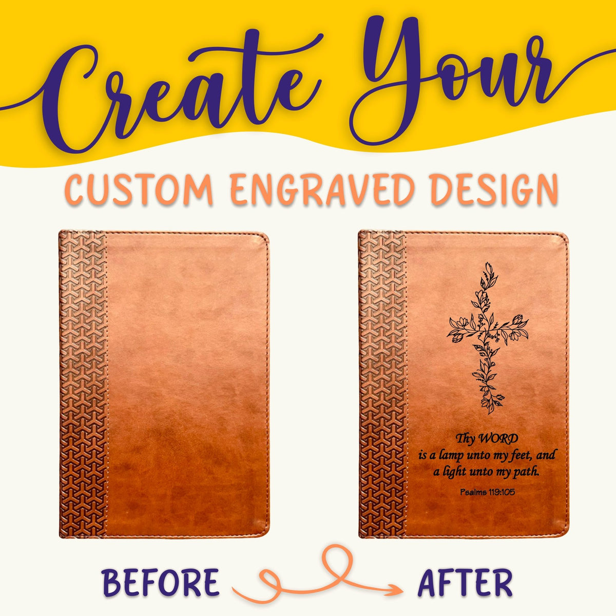 Personalized KJV Study Bible: Create Your Own Custom Engraved Design with a Designer, Everyday Study Bible, Christian Gifts, Baptism Gifts - Religious Books - Aylev