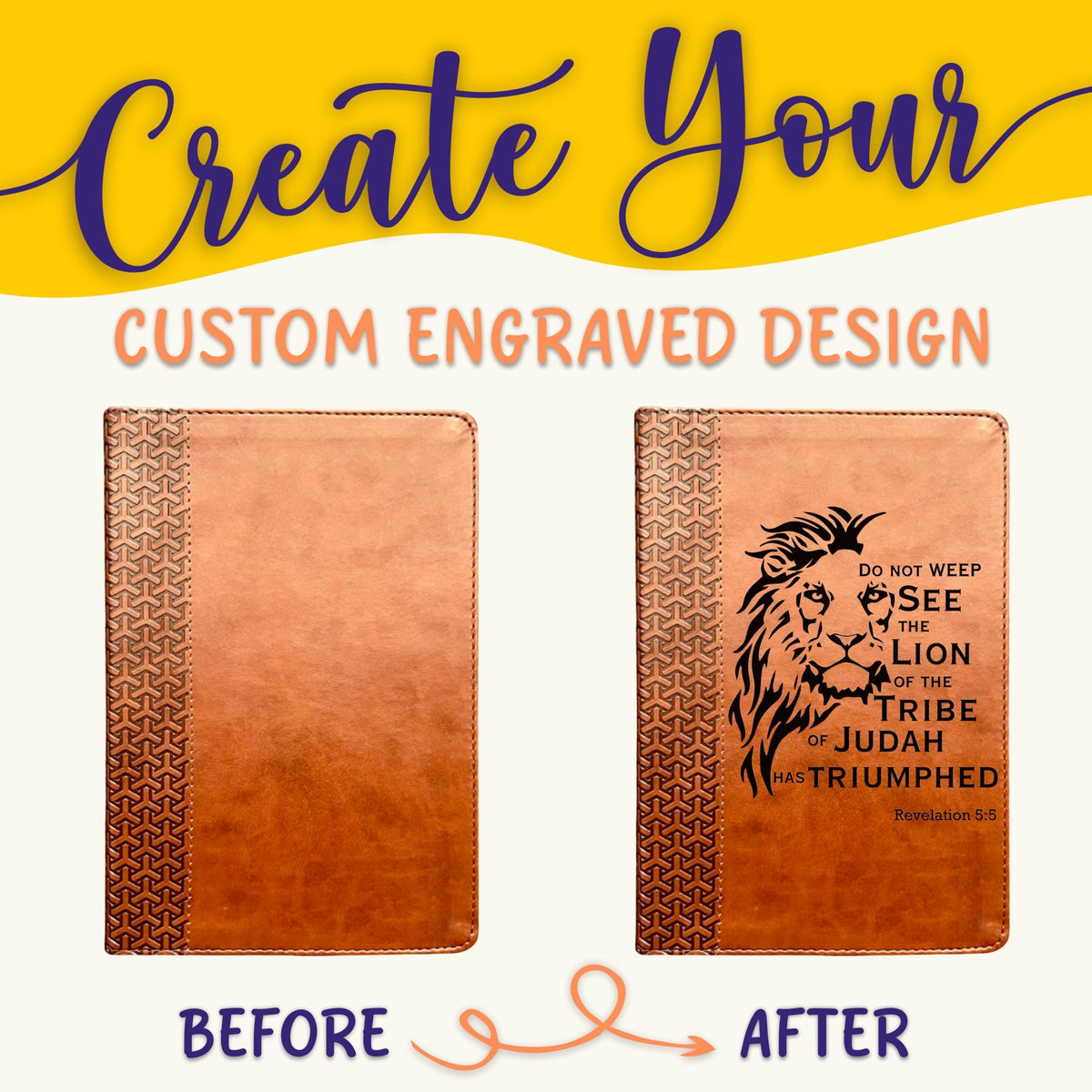 Personalized KJV Bible: Create Your Own Custom Engraved Design with a Designer, Everyday Study Bible, Christian Gifts, Baptism Gifts - Religious Books - Aylev