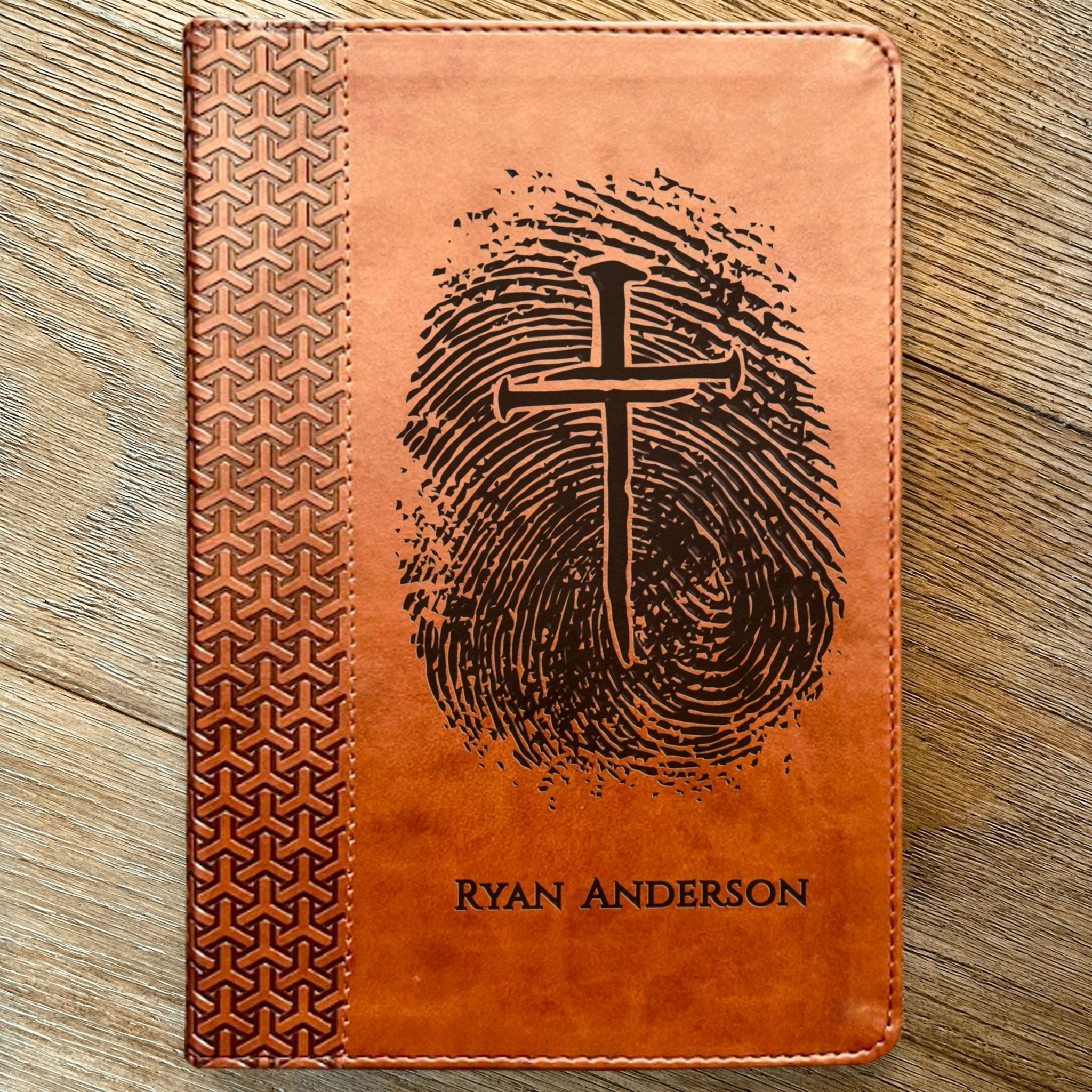 Personalized KJV Study Bible, Custom Fingerprint & Cross Design with Name Engraved, Gifts for Baptism, Wedding, and Confirmation - Religious Books - Aylev
