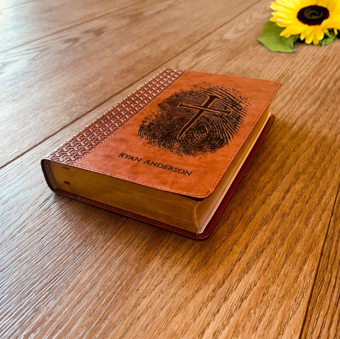 Personalized KJV Study Bible, Custom Fingerprint & Cross Design with Name Engraved, Gifts for Baptism, Wedding, and Confirmation - Religious Books - Aylev