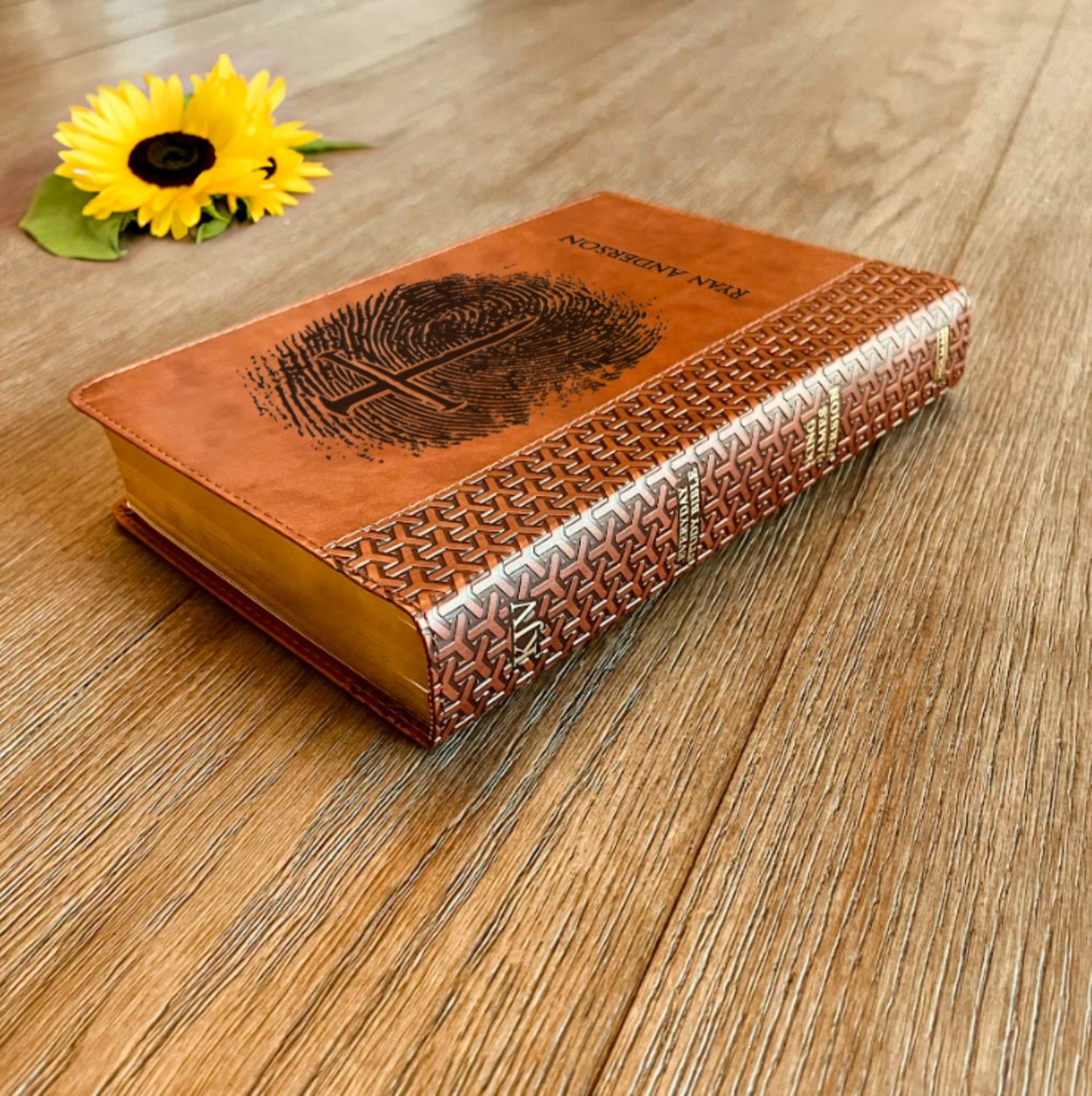 Personalized KJV Study Bible, Custom Fingerprint & Cross Design with Name Engraved, Gifts for Baptism, Wedding, and Confirmation - Religious Books - Aylev