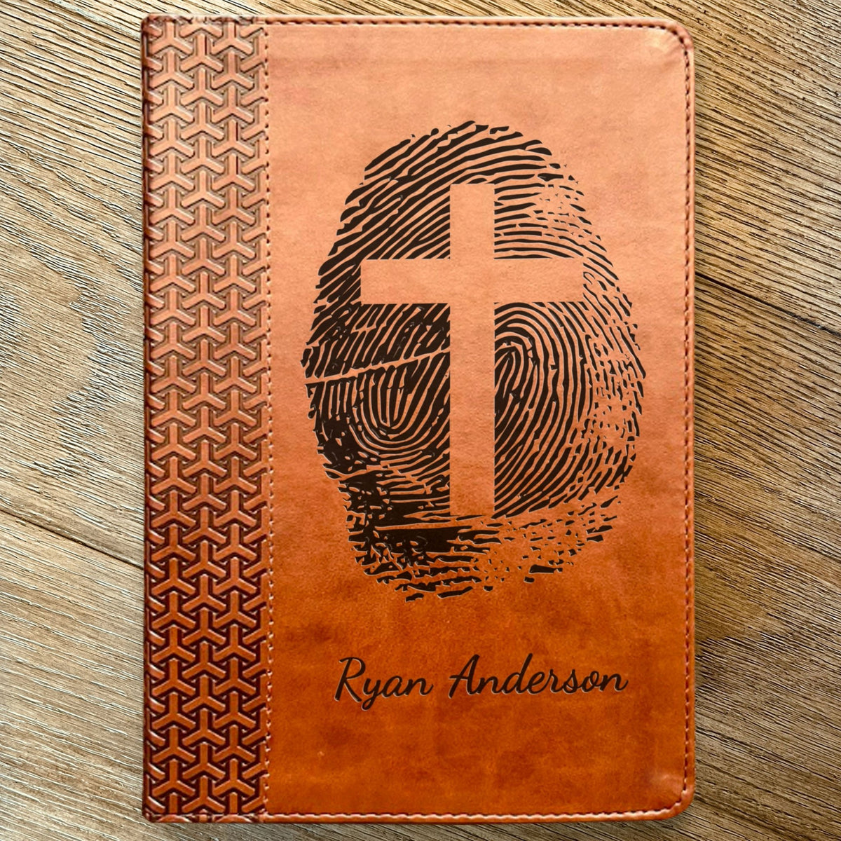 Personalized KJV Study Bible, Custom Fingerprint & Cross Design with Name Engraved, Gifts for Baptism, Wedding, and Confirmation - Religious Books - Aylev