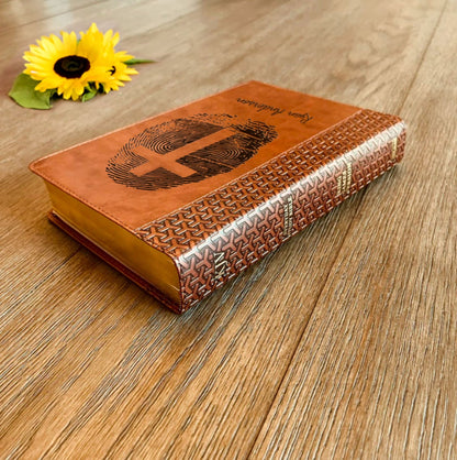 Personalized KJV Study Bible, Custom Fingerprint & Cross Design with Name Engraved, Gifts for Baptism, Wedding, and Confirmation - Religious Books - Aylev