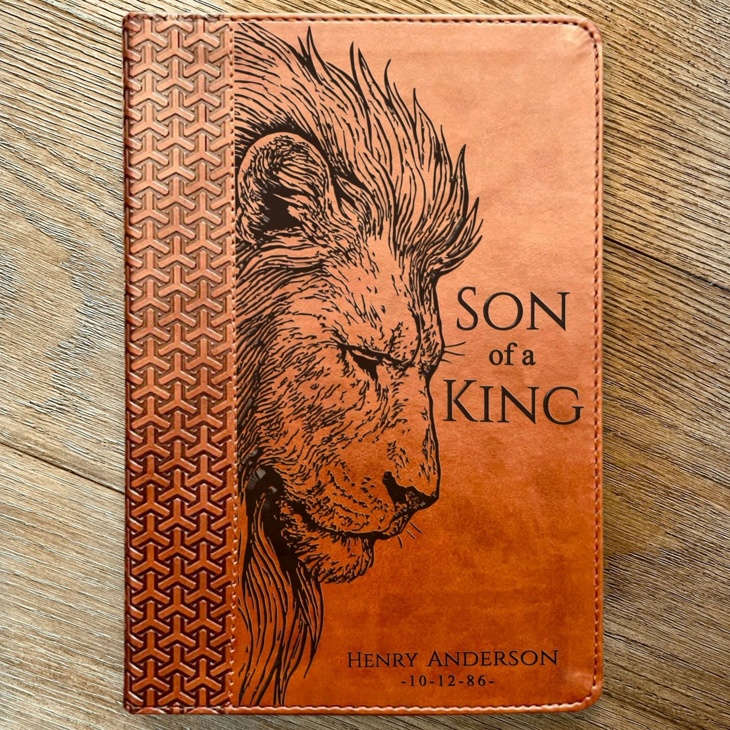 Personalized KJV Study Bible, Son of a King Lion Design, Custom Engraved Name, Christian Gift, Baptism Gift, Bible Gift for Him - Religious Books - Aylev