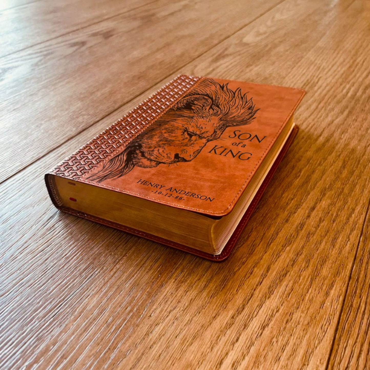 Personalized KJV Study Bible, Son of a King Lion Design, Custom Engraved Name, Christian Gift, Baptism Gift, Bible Gift for Him - Religious Books - Aylev