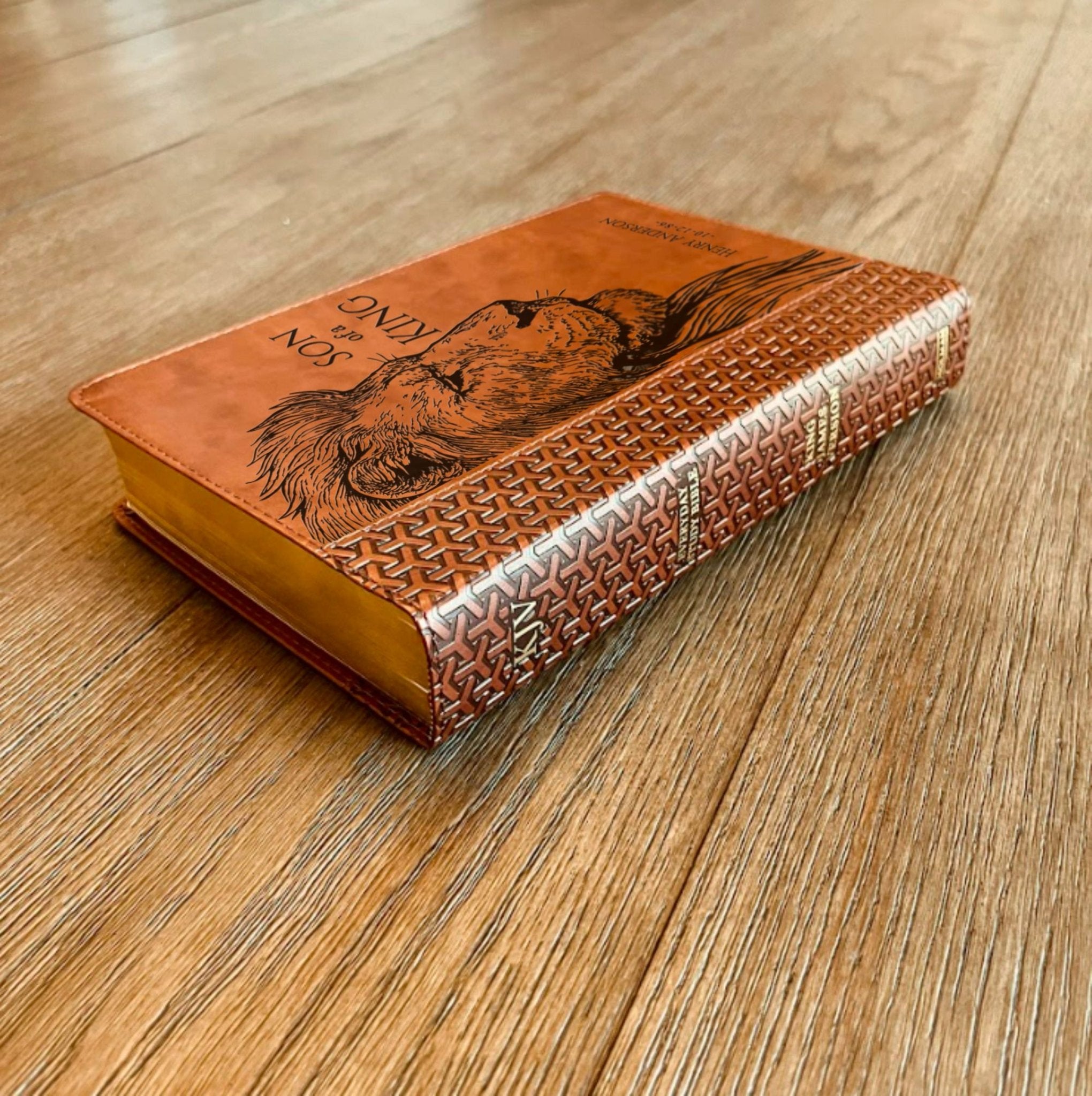 Personalized KJV Study Bible, Son of a King Lion Design, Custom Engraved Name, Christian Gift, Baptism Gift, Bible Gift for Him - Religious Books - Aylev