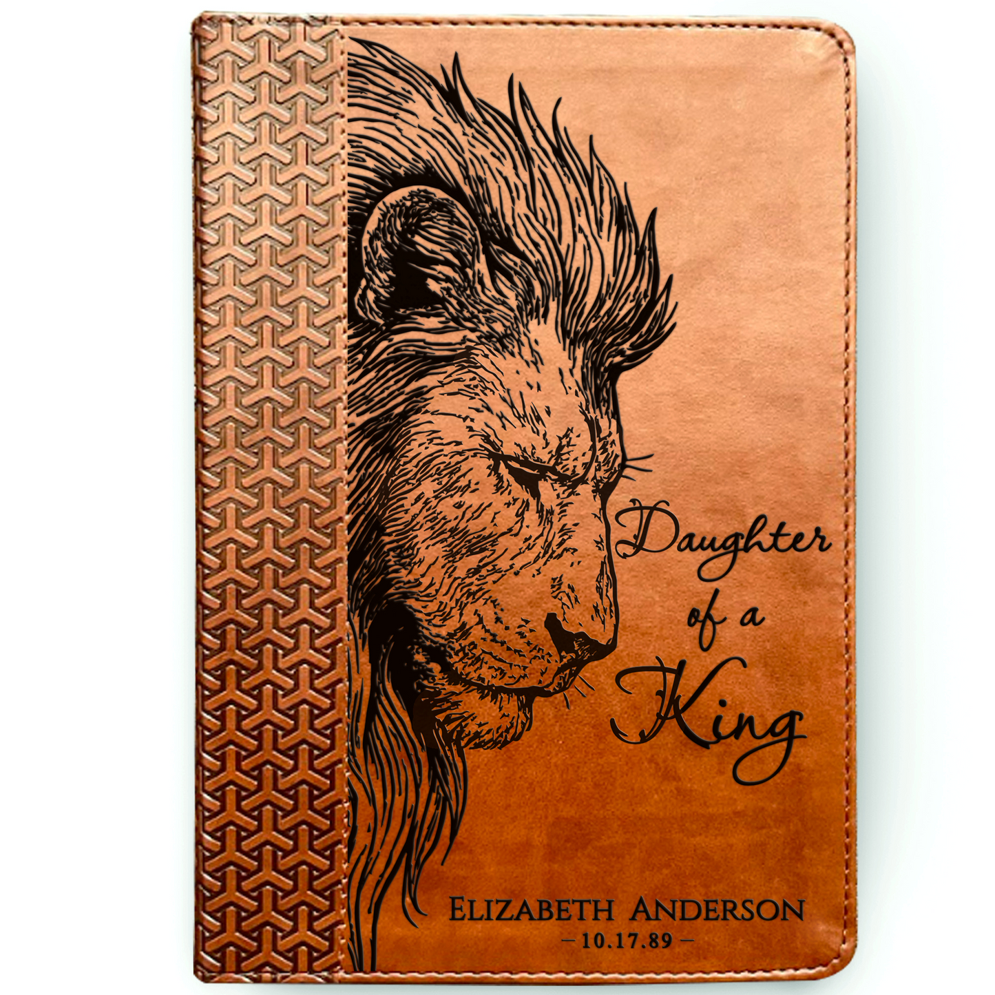 Personalized KJV Study Bible, Daughter of a King Lion Design, Custom Engraved Name, Christian Gift, Baptism Gift, Bible Gift for Her