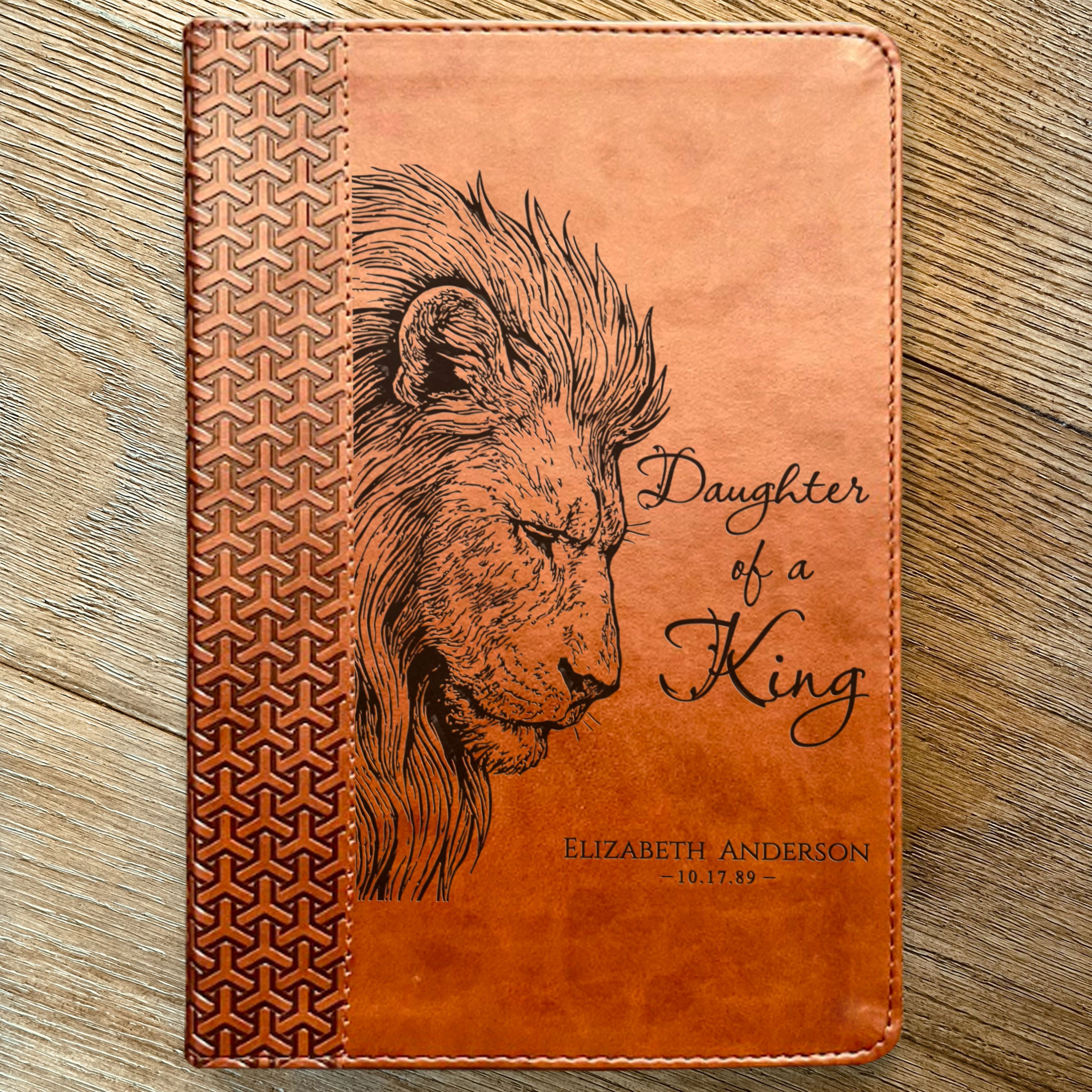 Personalized KJV Study Bible, Daughter of a King Lion Design, Custom Engraved Name, Christian Gift, Baptism Gift, Bible Gift for Her