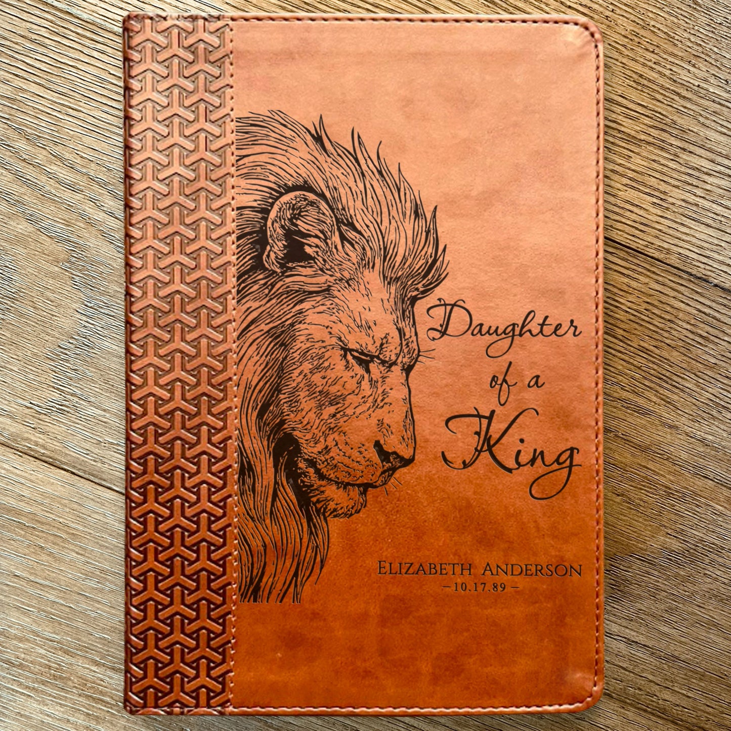 Personalized KJV Study Bible, Daughter of a King Lion Design, Custom Engraved Name, Christian Gift, Baptism Gift, Bible Gift for Her