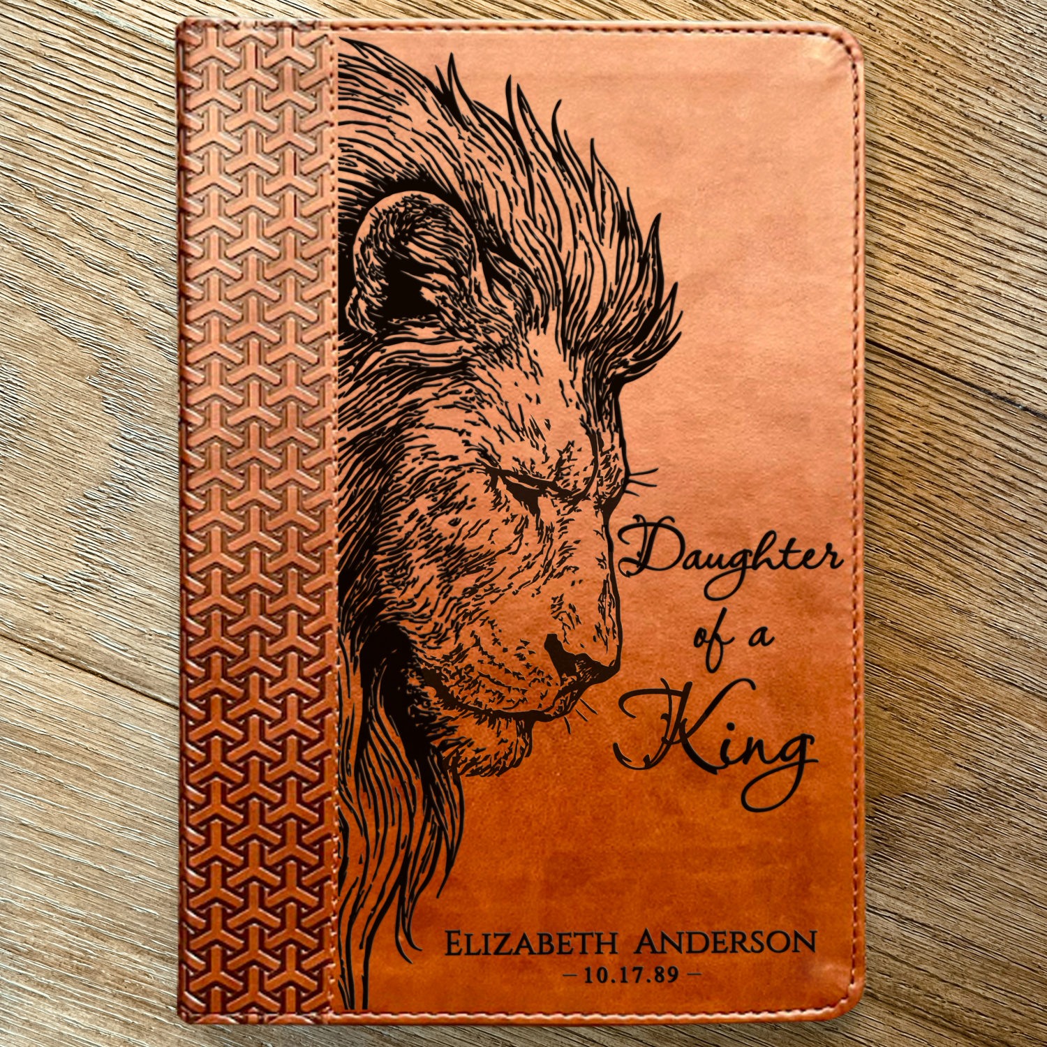 Personalized KJV Study Bible, Daughter of a King Lion Design, Custom Engraved Name, Christian Gift, Baptism Gift, Bible Gift for Her