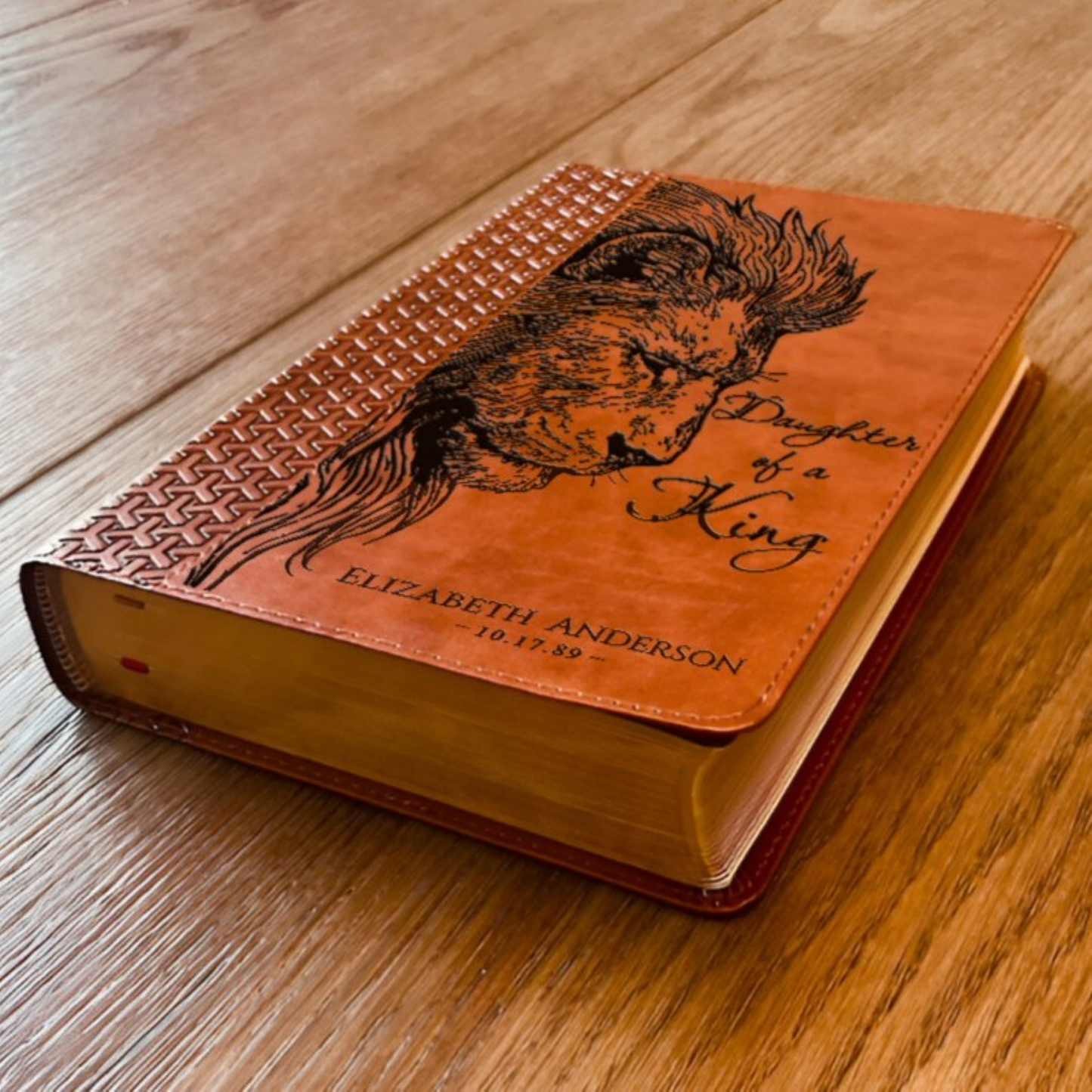 Personalized KJV Study Bible, Daughter of a King Lion Design, Custom Engraved Name, Christian Gift, Baptism Gift, Bible Gift for Her