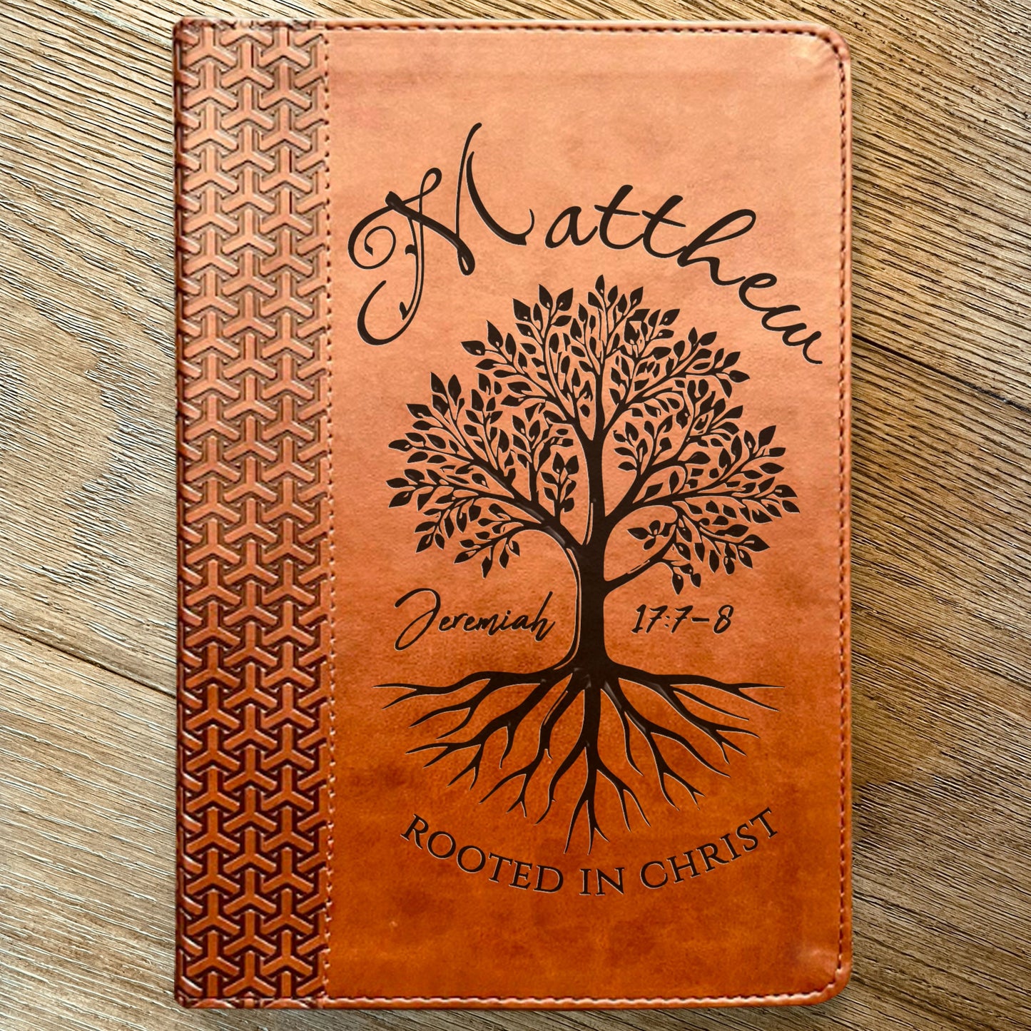 Personalized KJV Study Bible, Custom Engraved Name, Rooted in Christ Tree Design, Christian Gift, Bible Gifts for Her, Gifts for Him