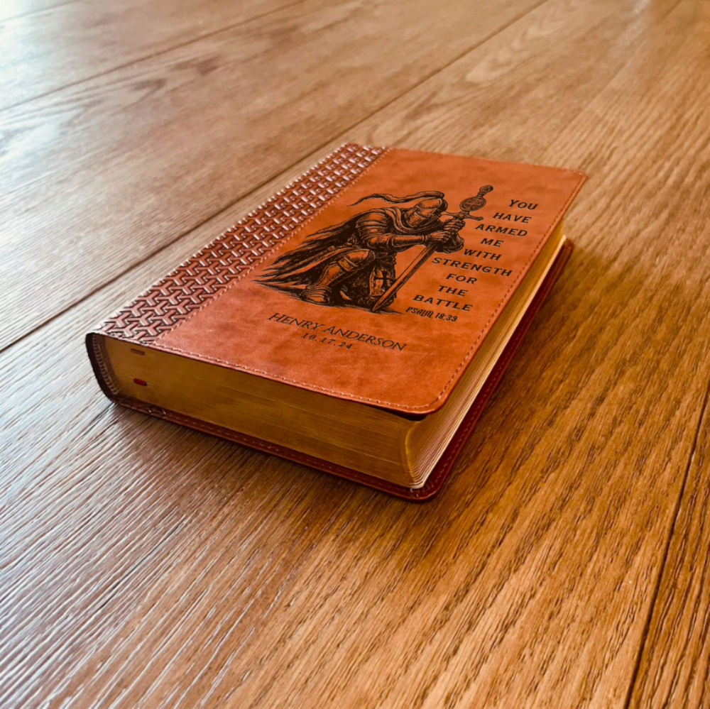 Personalized Bible for Men, KJV Study Bible, Customized Bible Engraved Name, Knight Warrior Design, Christian Gift, Bible Gifts for Him
